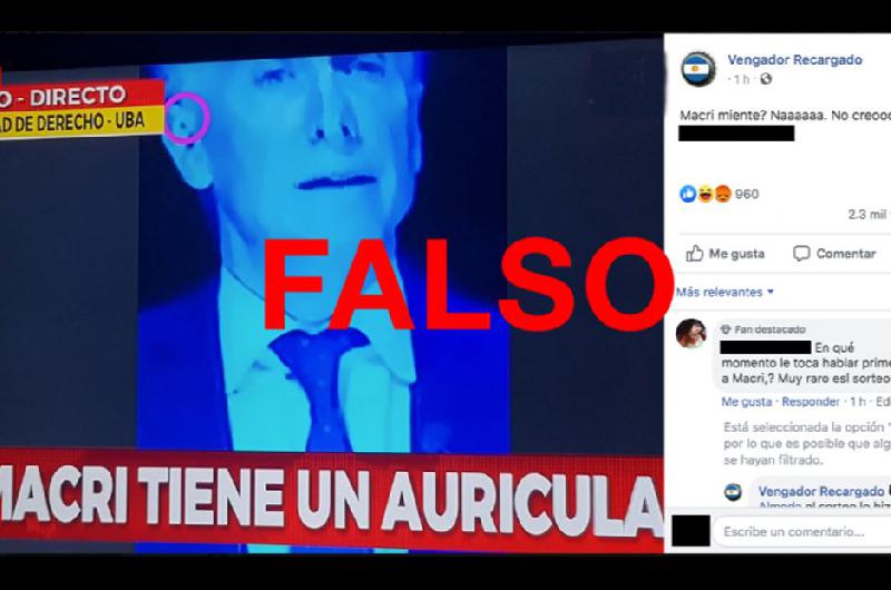 Es falso que Macri teniacutea un auricular durante el debate presidencial