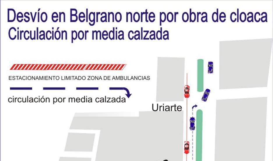 Atencioacuten- este mieacutercoles realizaraacuten desviacuteo en Belgrano Norte por la obra de la cloaca maacutexima