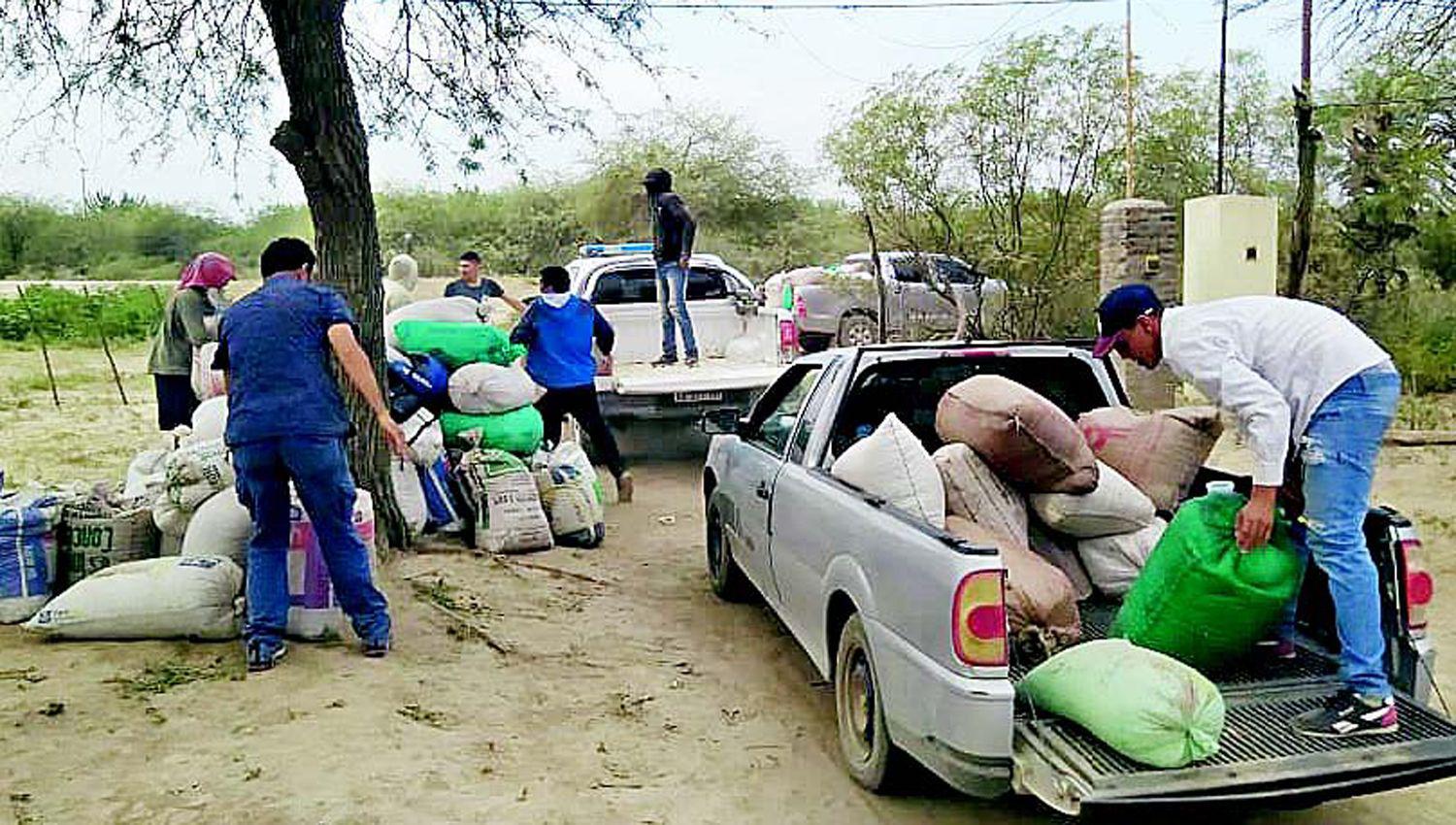 SECUESTRO Las bolsas con soja y maíz fueron entregadas al encargado de la empresa dueña del cargamento 
