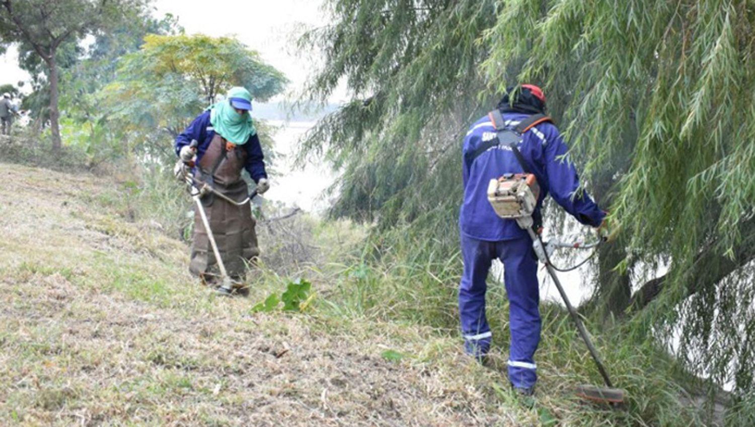 Trabajan en la limpieza de la zona del Dulce en el P Aguirre