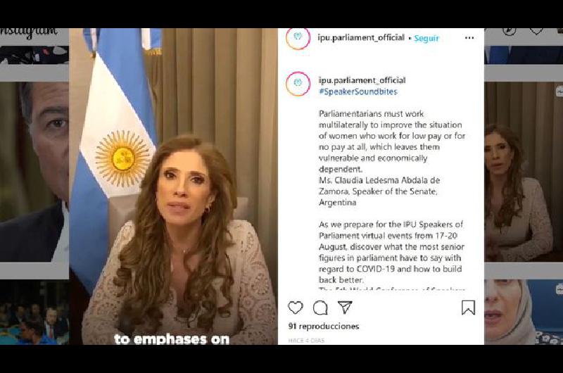 Claudia Zamora en Cumbre de Presidentas de Parlamento