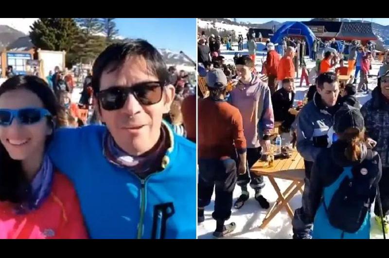 VIDEO  Escaacutendalo por turistas que sin barbijos se reunieron y pronunciaron contra la cuarentena en el cerro Chapelco