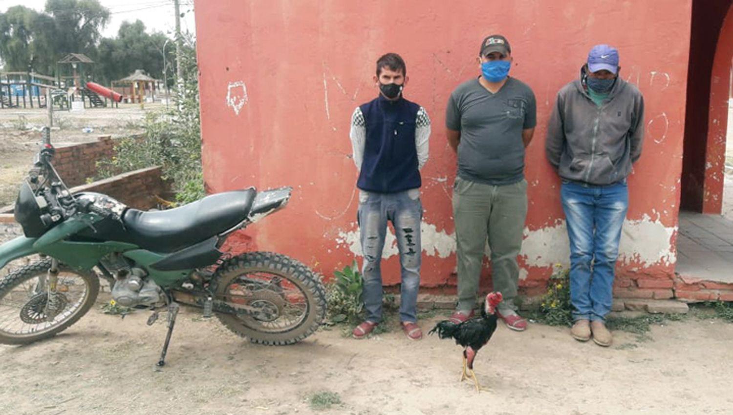 Tres de los galleros apresados ayer en Weisburd y los policías
buscaban a los otros cuatro de la reunión abundante en alcohol y apuestas