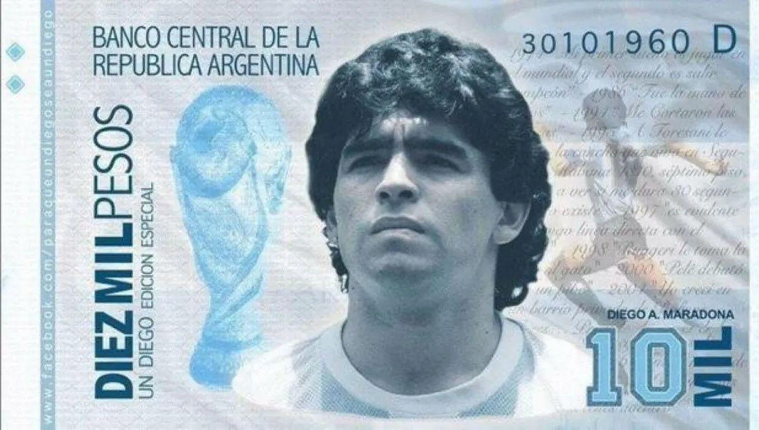 Lanzaron campantildea para pedir un billete de  10000 con la imagen de Maradona