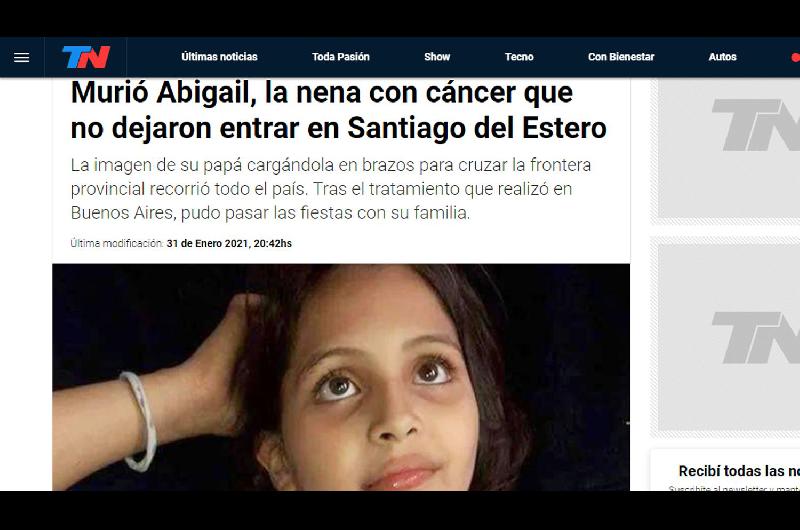 La muerte de Abigail repercutioacute en los medios nacionales