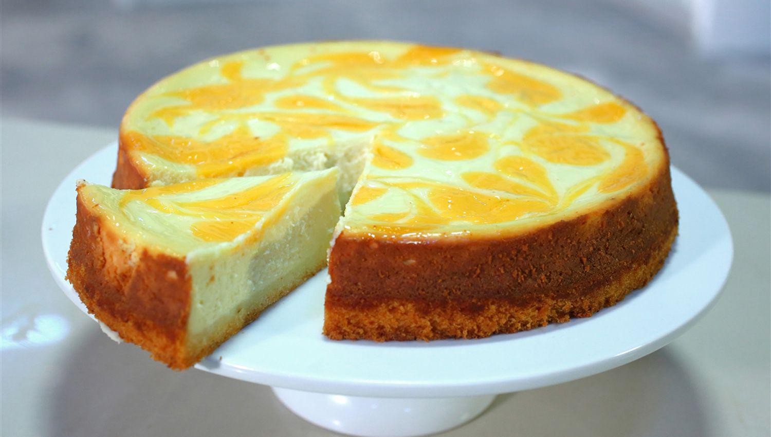 Cheesecake de naranja y maracuyaacute