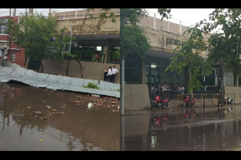 VIDEO Asiacute fue el momento exacto de la caiacuteda de un techo en la vereda de la Escuela Zorrilla