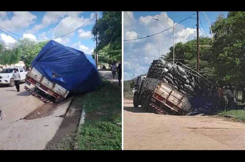 Estacionoacute el camioacuten al costado de la calle y terminoacute volcado