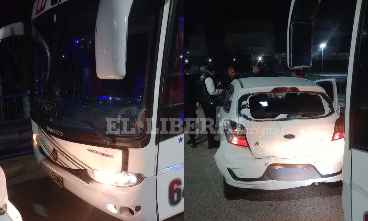 Un colectivo y un auto donde viajaban tres menores chocaron en la rotonda del Puente Carretero