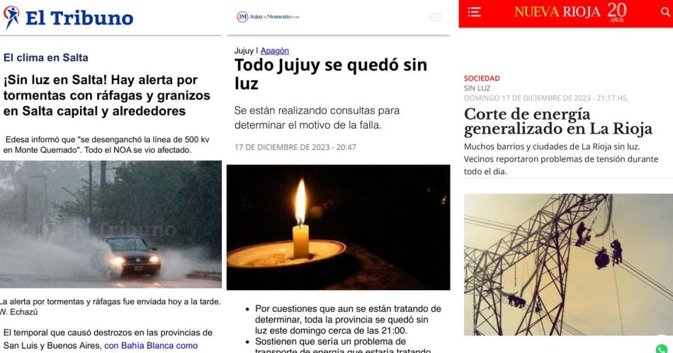 Alarma- Medio paiacutes sin luz y rige un alerta naranja para Santiago del Estero