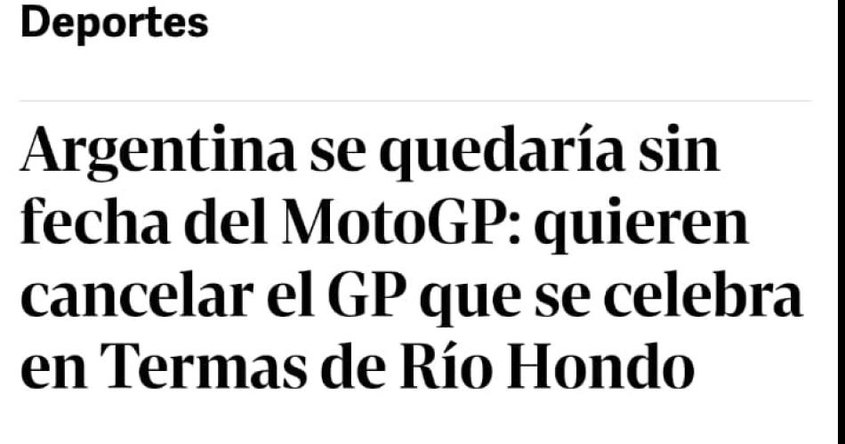 Diferentes medios de la Argentina y el mundo reflejaron la cancelacioacuten del MotoGP en Las Termas