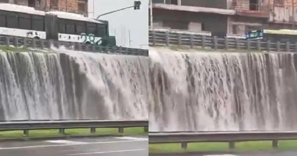 Video viral- por la tormenta se formaron cataratas en la Avenida General Paz