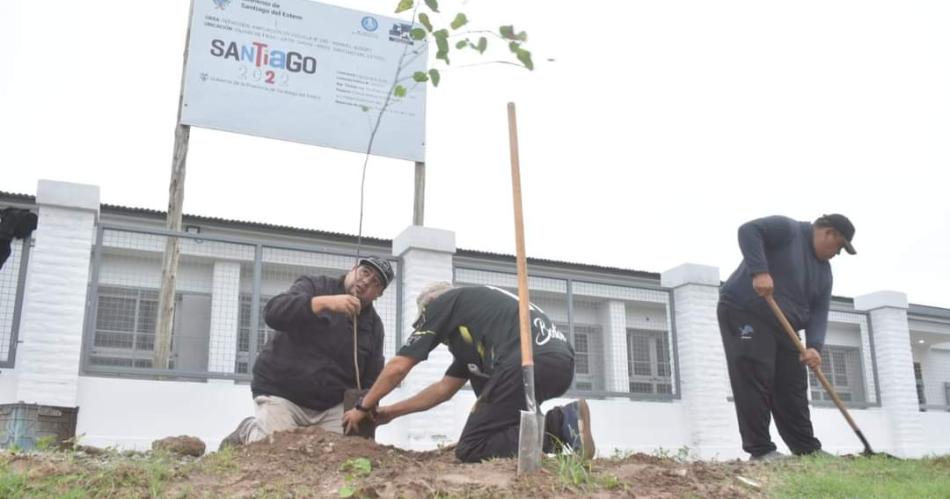 Se realizoacute una jornada de forestacioacuten urbana en la Escuela Nordm 243 de Friacuteas