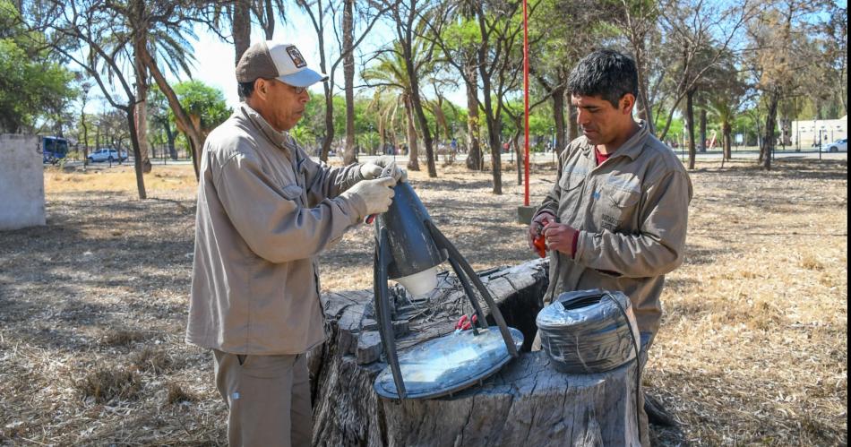 Trabajan para restablecer el servicio de alumbrado en El Rosedal dantildeado por robos y vandalismo