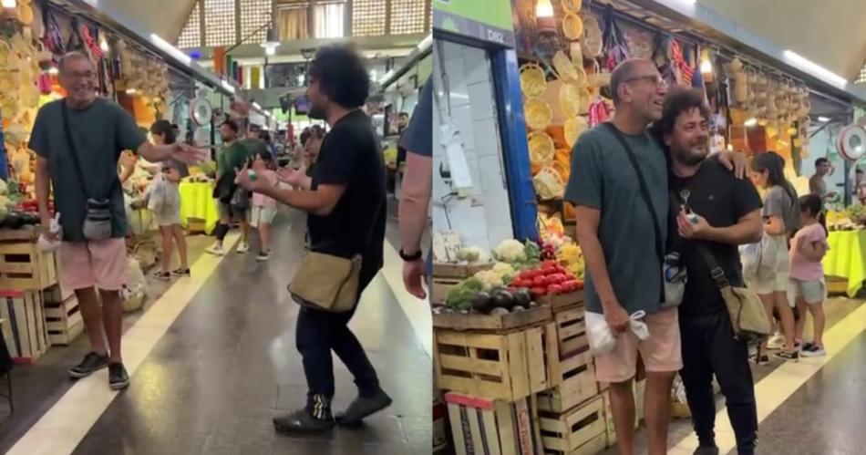 VIDEO El encuentro de Raly con su iacutedolo Miguel Cortijo en el Mercado Armoniacutea