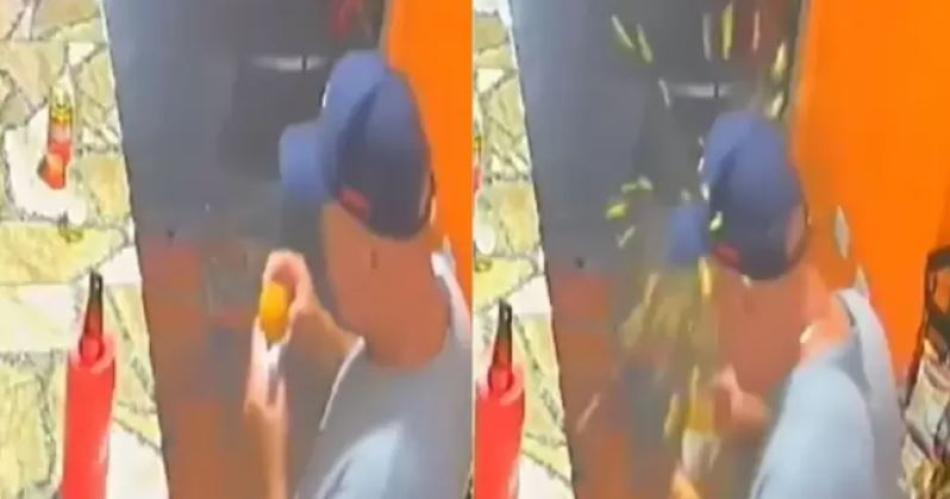 INCREIacuteBLE VIDEO Le explotoacute un empanada de pollo en la cara y sufrioacute quemaduras