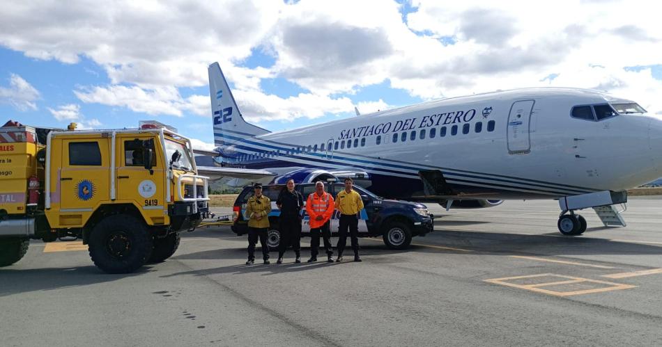 El avioacuten hidrante Boeing 737 Fireline regresa a Santiago del Estero luego de combatir incendios en el sur