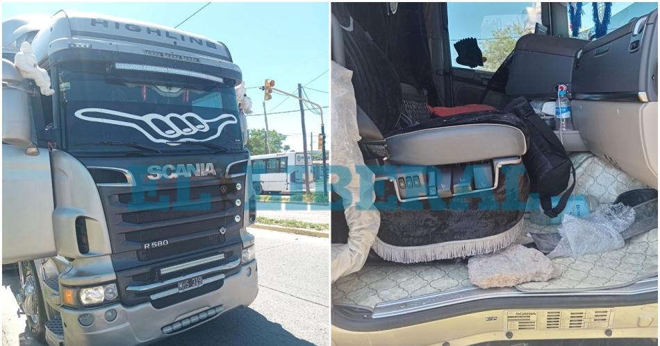 La piedra con la que el motociclista hirió al chofer del camión